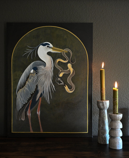 heron + snake